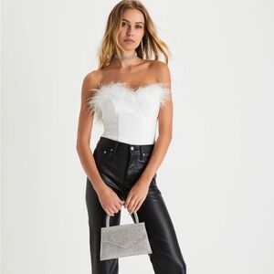 LULUS feather top NWT